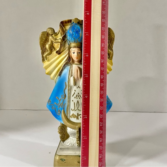VTG Statue Our Lady of San Juan de los Lagos Chalkware Hand Painted Italy 7.5” - Picture 3 of 11